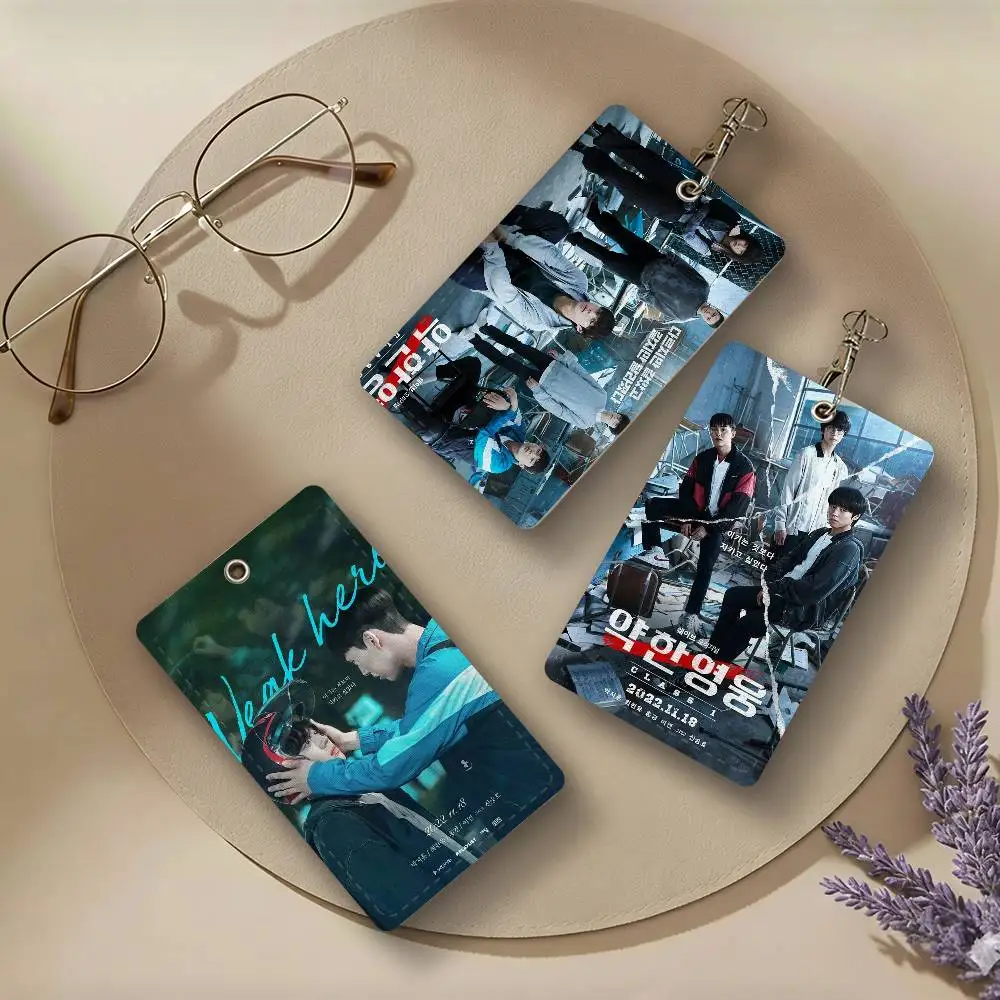 TV Show Weak Hero Class 1 PU Leather Card Holders Anti-lost Student ID Protective Cover Cases Campus Access Cards Key Chain