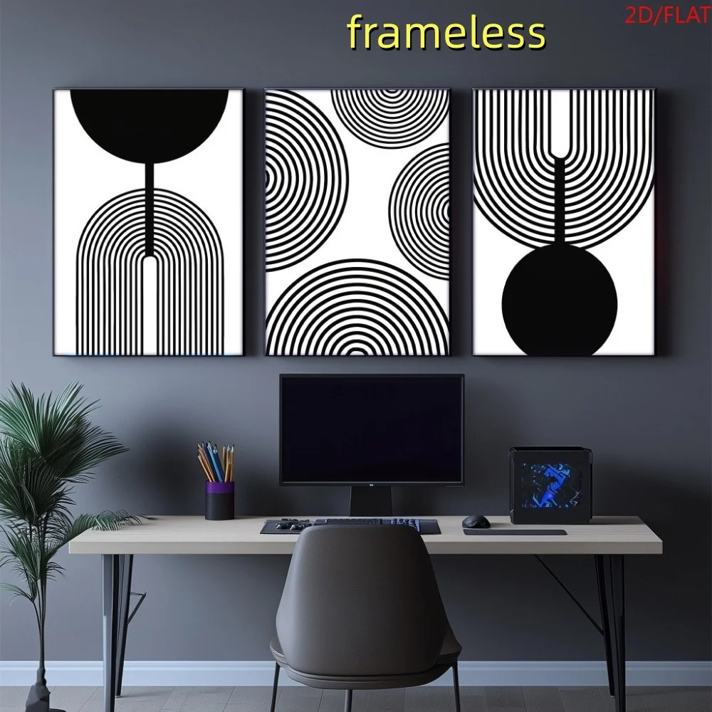 3 abstract geometric art canvas posters, suitable for coffee shop living rooms, bar decoration 2D flat printing frameless painti