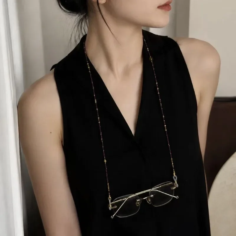 Vintage Style Natural Stone Beaded Glasses Chain Long Necklace Anti-Lost Eyeglass Holder Strap Fashion Spectacle Lanyard
