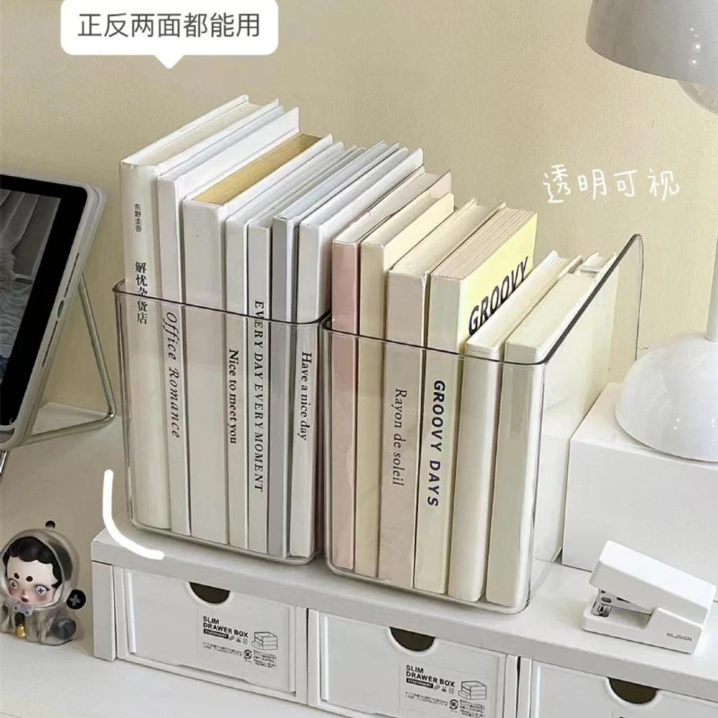 حامل كتب شفاف، مزيج مجاني بسيط، منظم كتب على شكل حرف U، مجلد كتب أكريليك، رف تخزين مكتبي للمكتب المنزلي