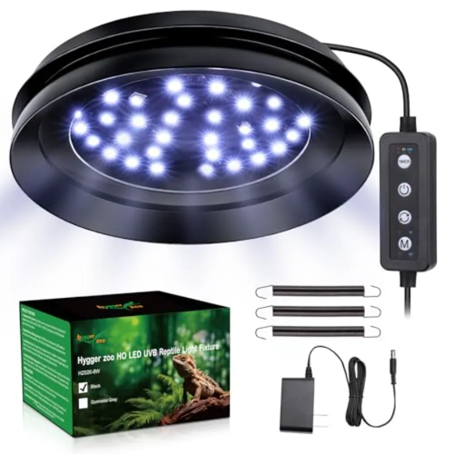 UVB Light for Reptiles with Dimming, LED UVB Light Bulb Fixture for Bearded Dragon Gecko Lizard Turtle Snake, Adjustable Bright
