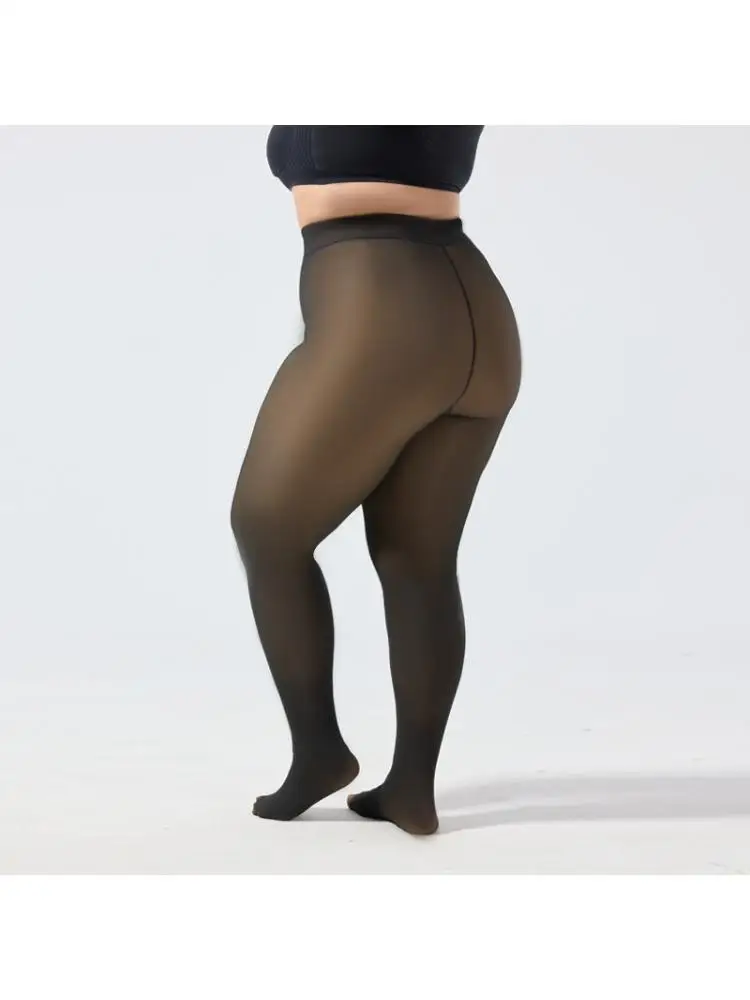 60-110kg Women Plus Leggings Thickened First line Crotch Dyed Black Skin transparent Pantyhose 2025 New Design Pants Tights