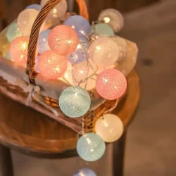 6M 40 LED Cotton Garland Balls Lights String Christmas Easter Outdoor Hanging Party Baby Kids Room Bed Fairy Lights Decorations