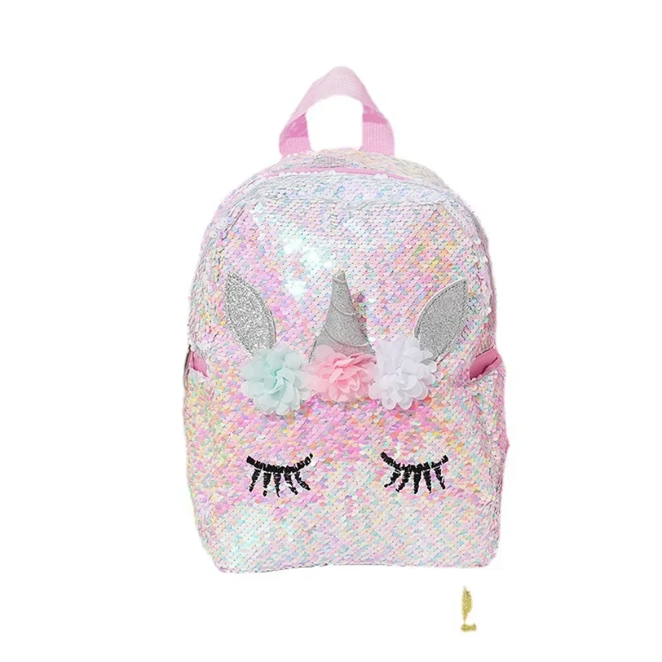 Unicorn Sequin Backpack Cartoon School Bag School Bookbag large capacity Book food Storage Double Shoulder Backpack Travel Bag