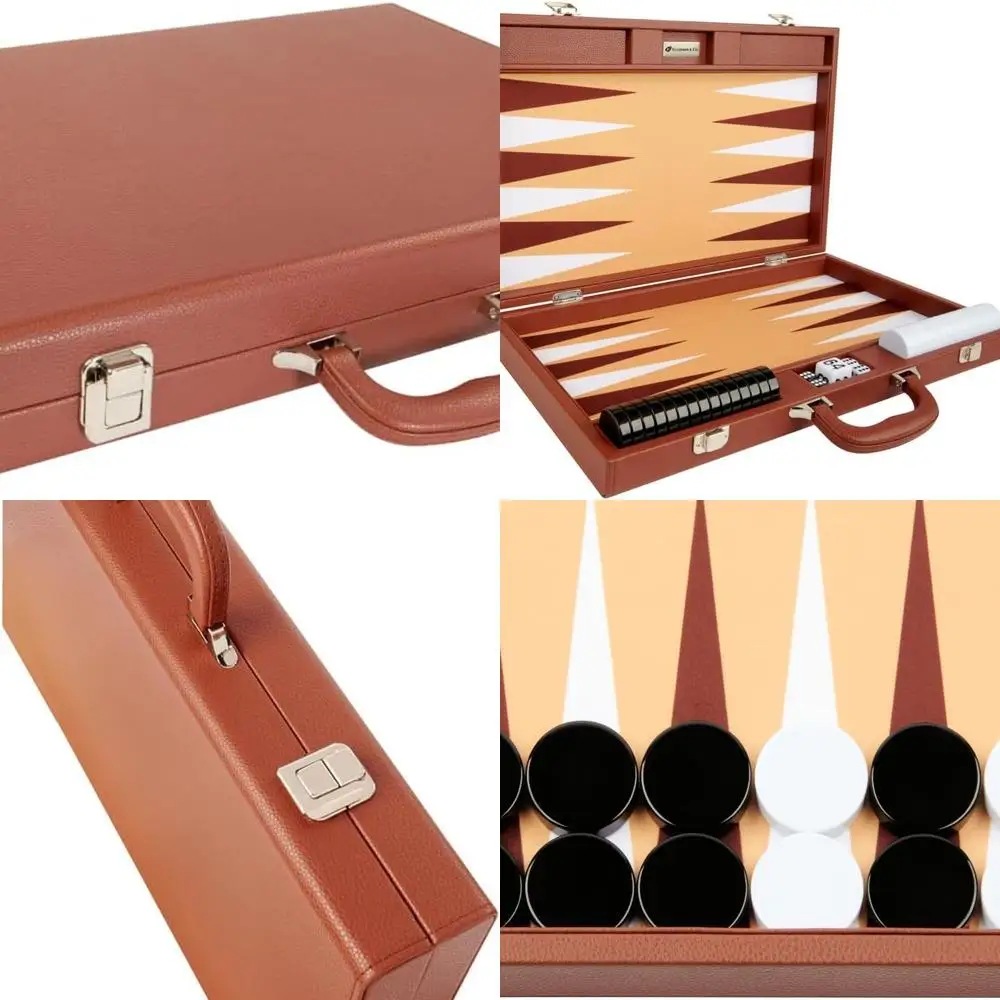 

Luxury 19 Backgammon Set in Desert Brown - Silverman & Co. Premium Board
