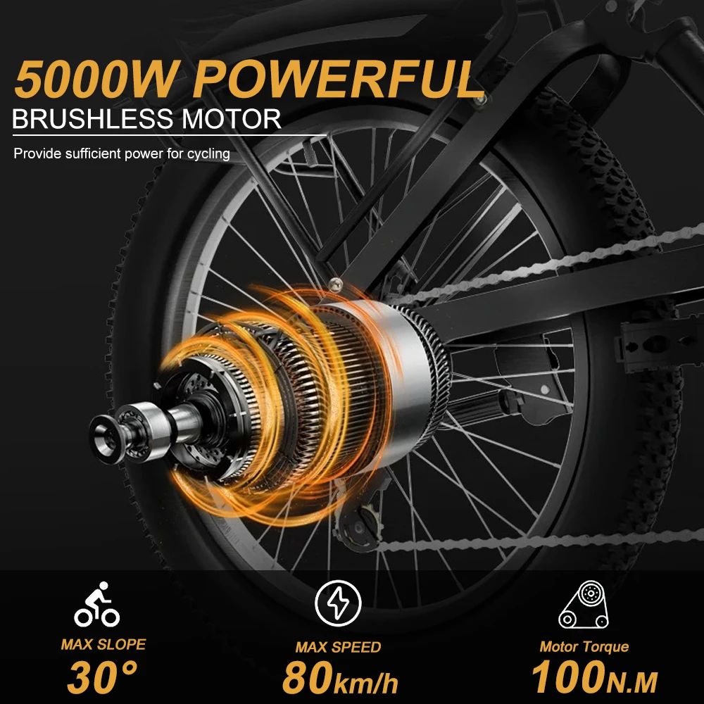 72V 5000W Snow Electric Fat Bike Motor Kit 4.0 pneumatico 20/24/26 pollici Brushless Non-gear mozzo posteriore Kit ruota motore Dropout 170mm