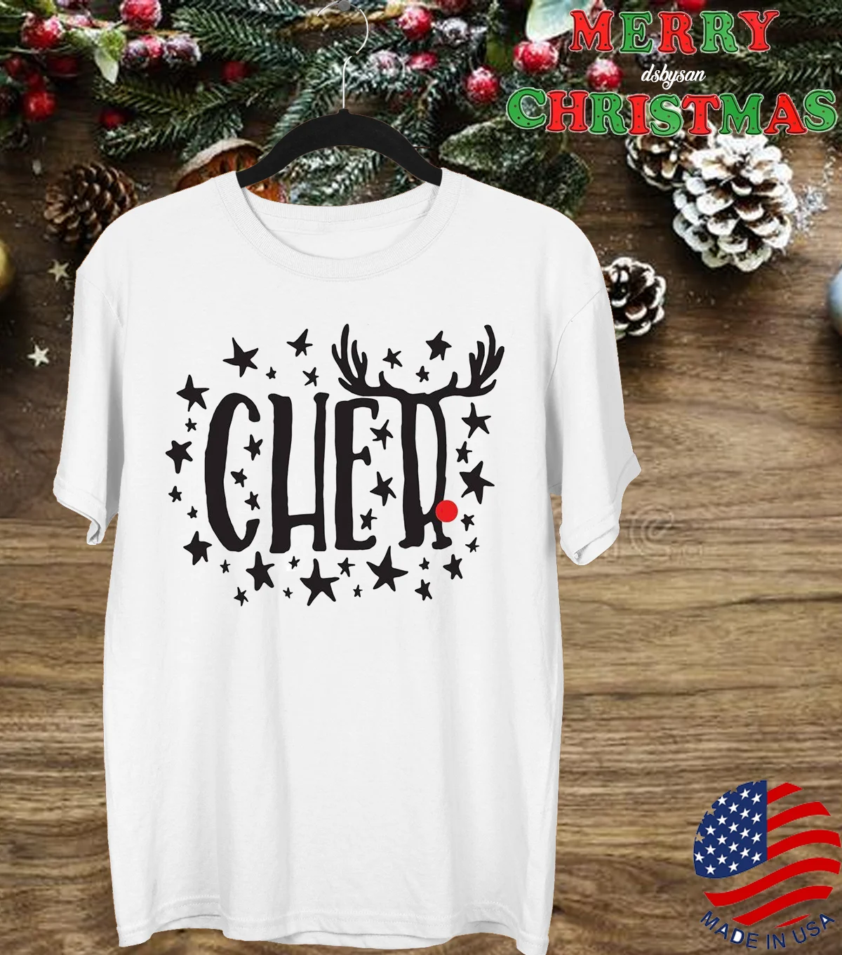 Cher Christmas Reindeer T-shirt White All sizes S-5Xl Short Sleeve 1F1034