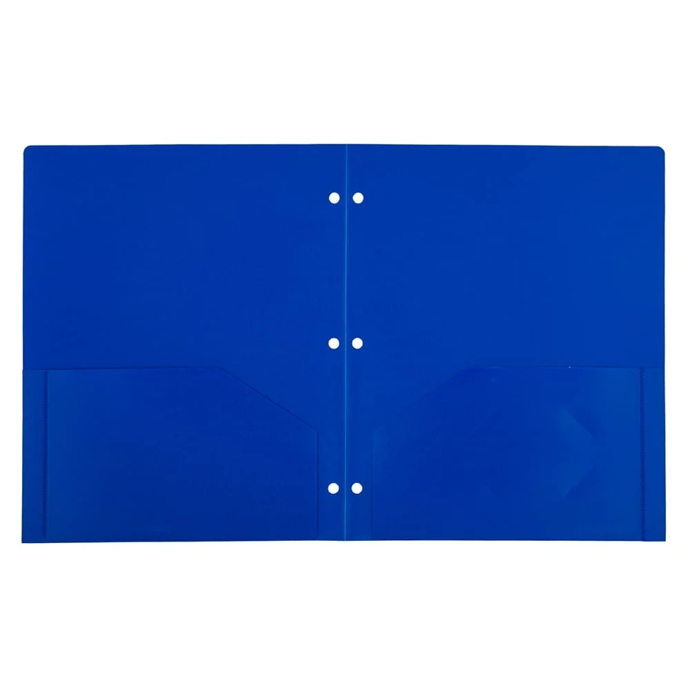 مجلدات بلاستيكية متينة مع 3 فتحات مكونة من 6 قطع بألوان متنوعة وتصميم جيبين وفتحة بطاقة عمل مثالية للمدرسة والمكتب والمنزل