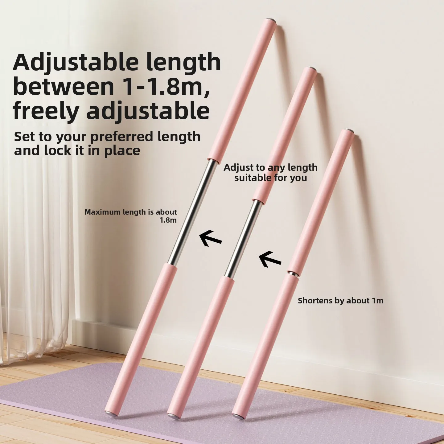Portable Yoga Stretching Rod Shoulder Opening Fitness Exercise Morning Workout EVA Material Maximum Load 41 Pounds Gym Outdoor
