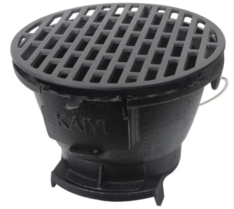 Cast iron charcoal barbecue grill wood burning heating brazier outdoor picnic wood stove Teppanyaki adjustable  firepower Movabl