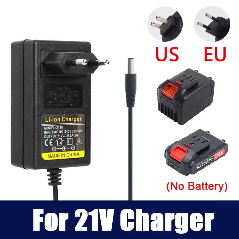 

Зарядное устройство для литиевых аккумуляторов 18650 (21В, 12.6В, 16.8В, 25В, 24В) 1А, трансформатор, для электродрелей 18В, с вилками EU/US, интеллектуальный адаптер питания