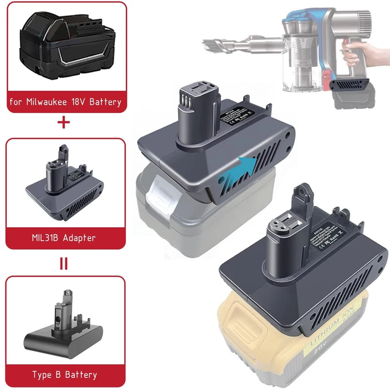 Adaptador de Bateria para Dyson Aspirador Animal 18v Li-ion Battery Dyson tipo a tipo b Dc31 Dc35 Dc44 Makita Dewalt Milwaukee