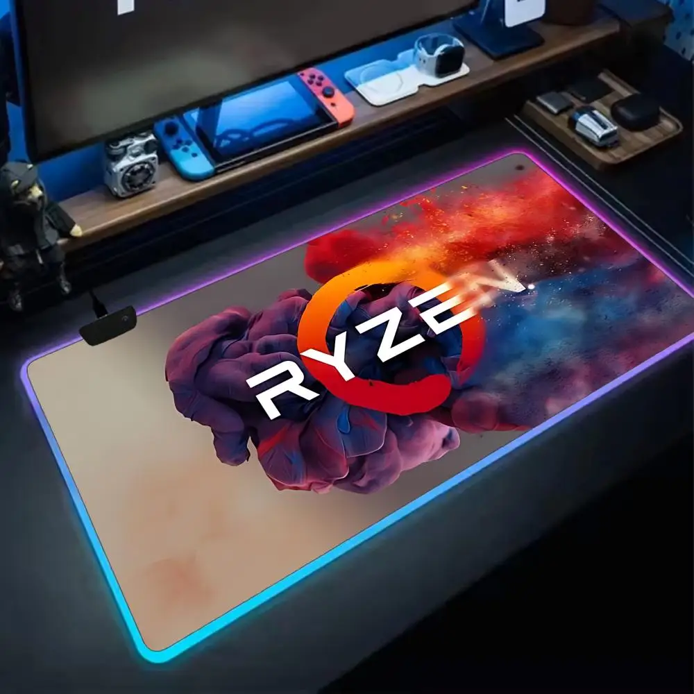 Cool A-AMD JA Muismat Anime Gaming Muismat LED Tafel Pads Backlit Rubber Desktop XXL Muismat RGB Bureaumatten