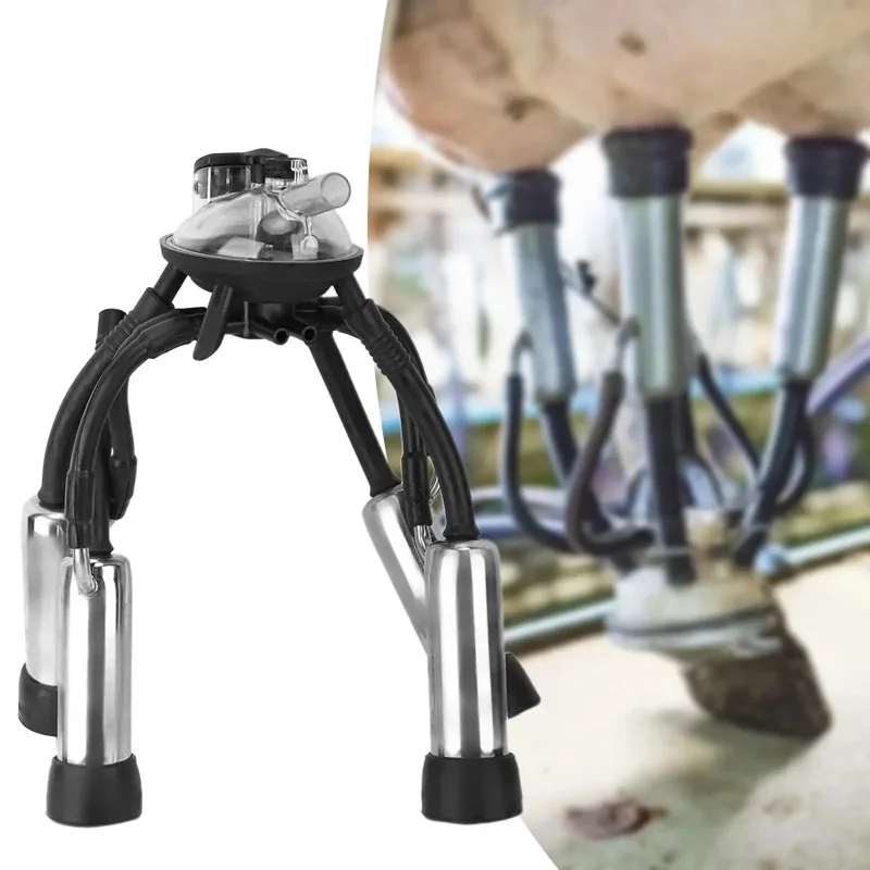 Cow Milking Cluster with Hook Transparent Lid Milk Claw Cluster for Vacuum Pump Milking Machine Easily Install Accessory