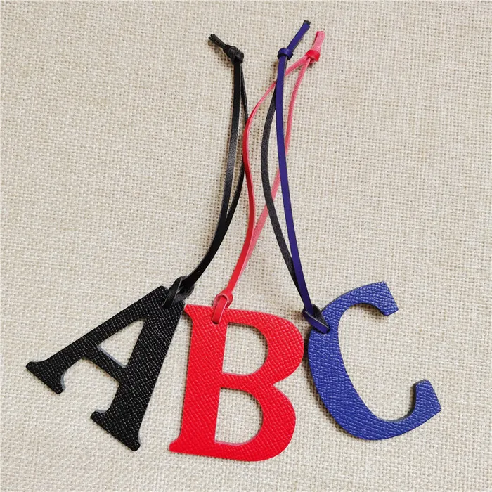 

English Letter A B C Alphabet Cowhide Genuine Leather, Initial Capital Keychain Pendant, Ladies Women Bag Accessories Charm