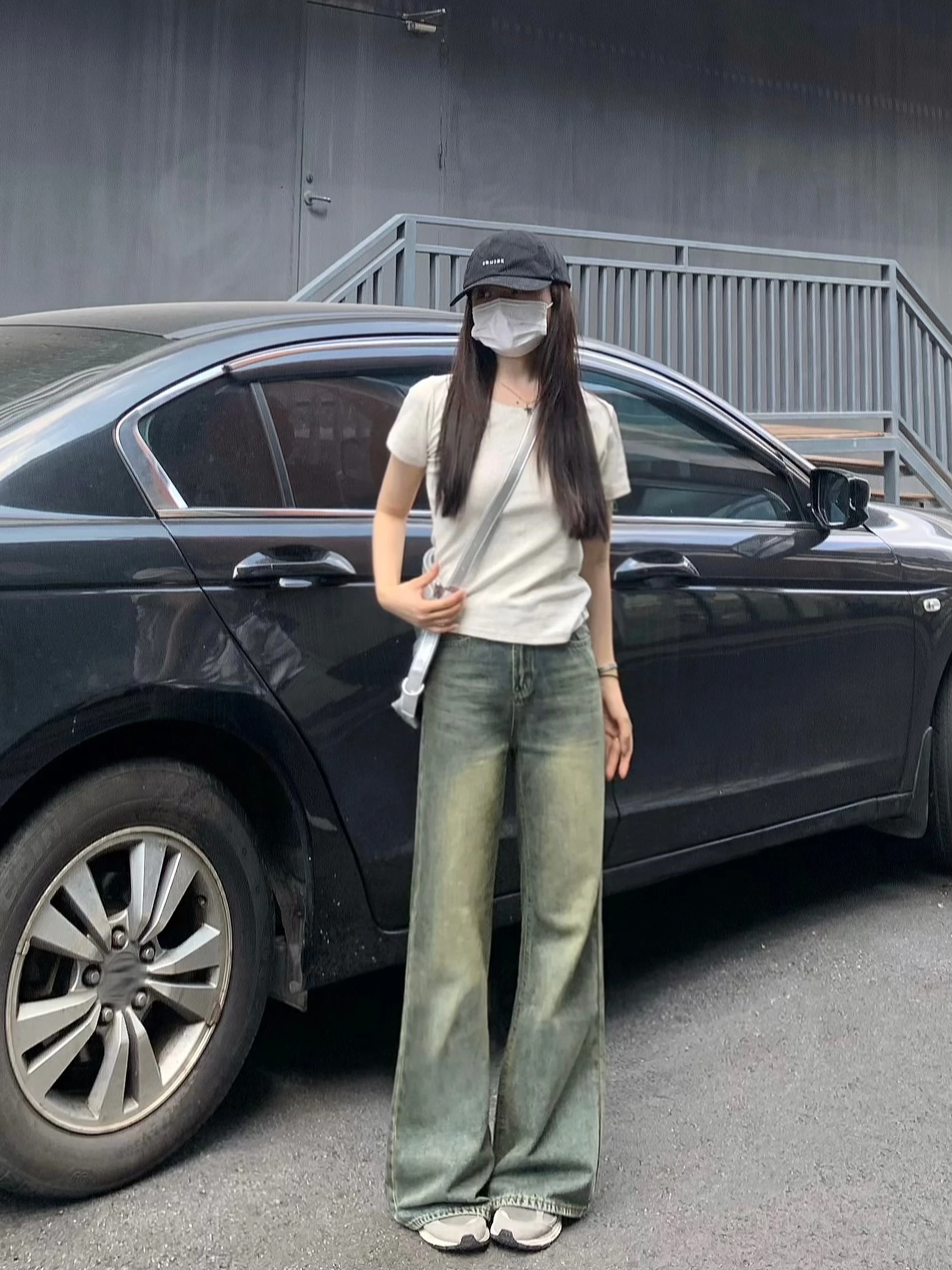 

Worn Look Loose Wide Leg Jeans Women's High Waist Long Pants Torn Casual Faion Denim Skinnifng Pants Spring Autumn Wear