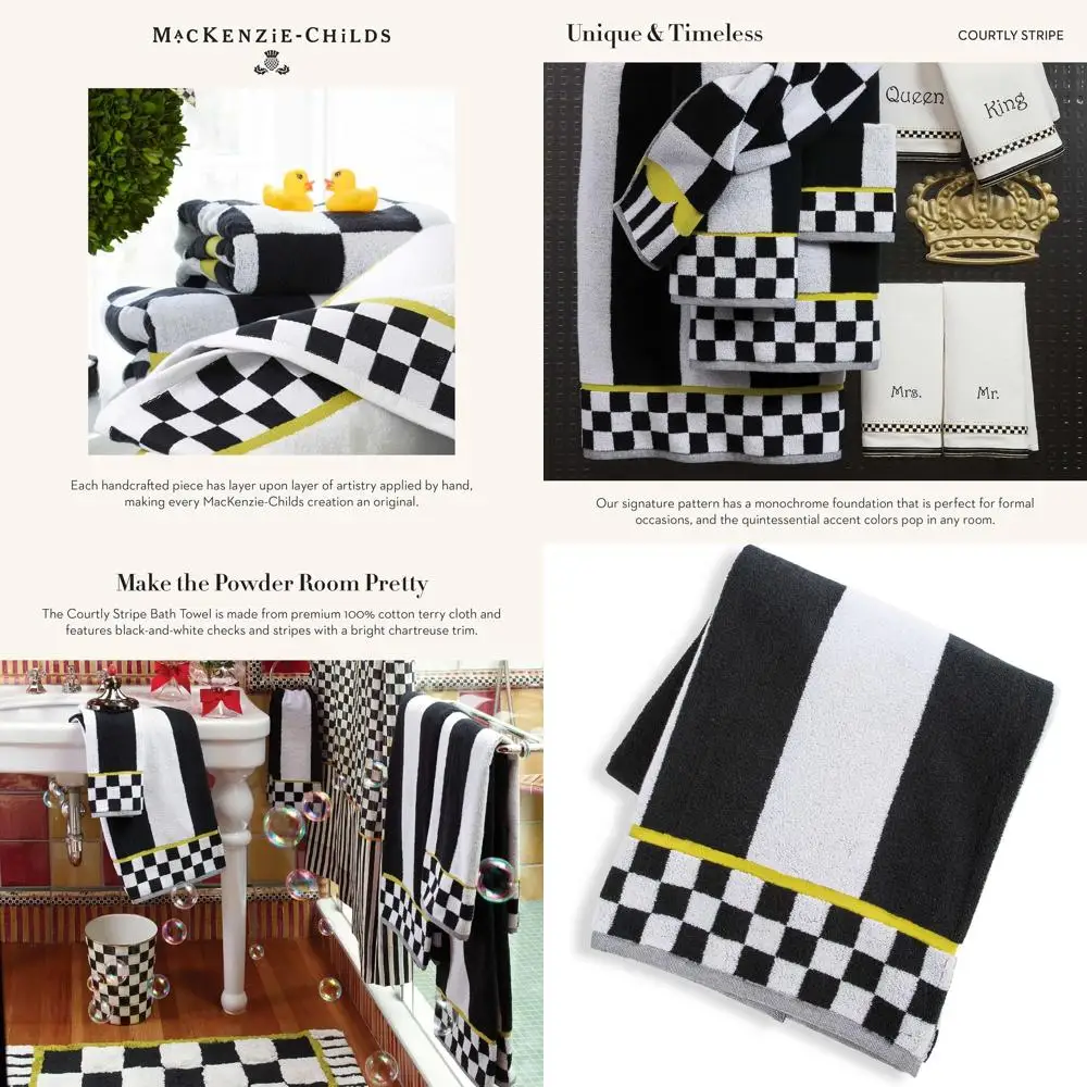 

Элегантное черно-белое полосатое банное полотенце для стильного декора ванной комнаты