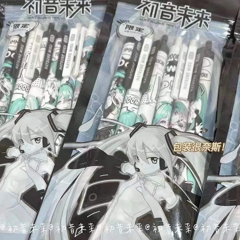 Bolígrafo de Gel de plástico no borrable de secado rápido para estudiantes, bolígrafo de prueba de escritura, estampado de personajes de Anime, lindo y dulce, Hatsune Miku, 0,5mm, nuevo