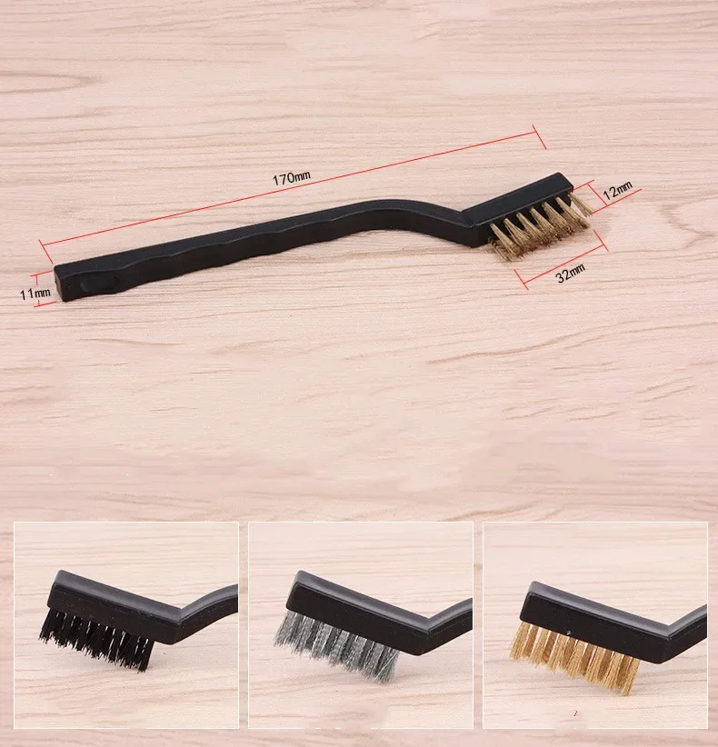 3pcs/Set Stainless Steel Copper Wire Brush Tooth Brushes Rust Scrub Remove Cleaning Tools 17cm