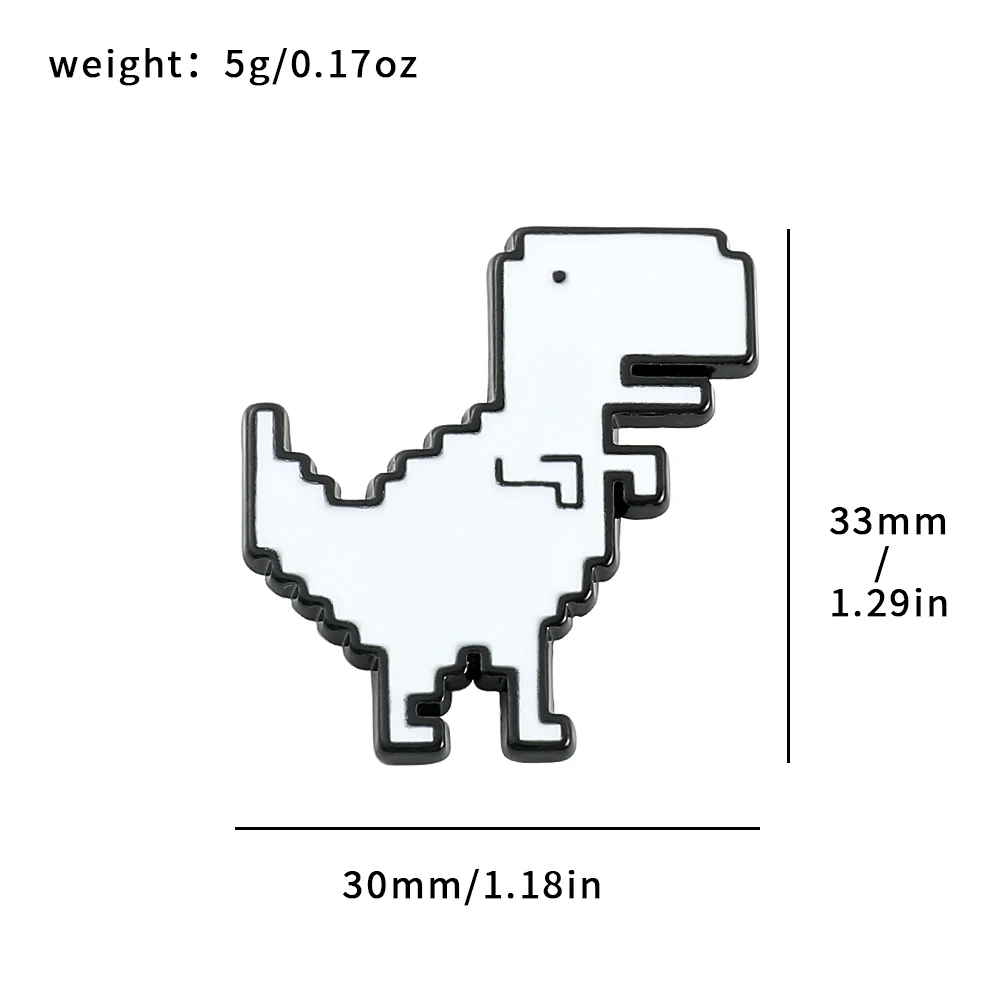 Creative Fashion Animal Dinosaur Enamel Brooch Pixel Geometric White T-Rex Alloy Pins Badge Fashion Jewelry Gift