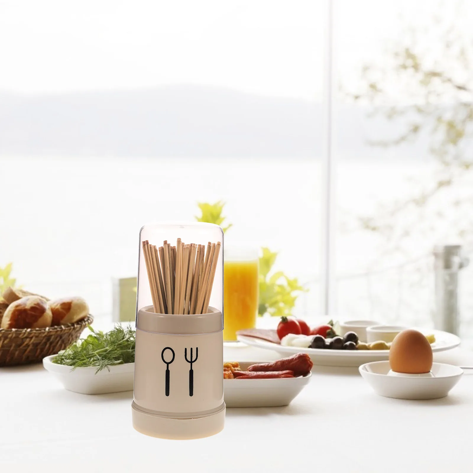 

2pcs Chopstick ganizer Nordic Beige Plastic Container Lid Cutlery Holder Kitchenware Utensil Storage Practical House