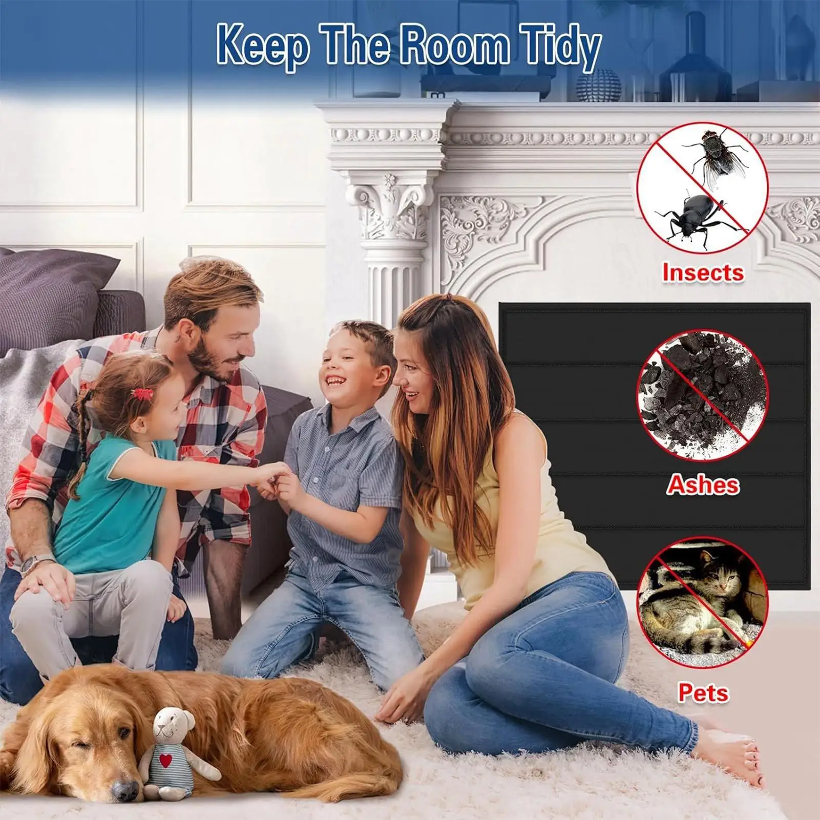 Fireplace Blocker Blanket Fireplace Draft Stopper With Built-in 12 Strong Magnet Stops Heat Loss Flame-Retardant Fire Place