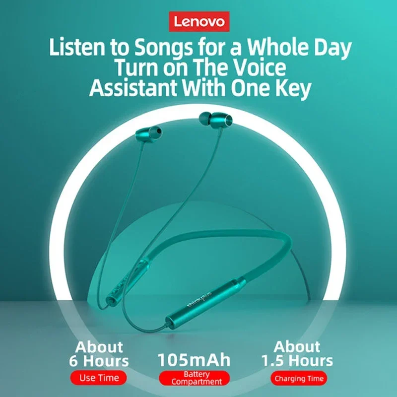 الأصلي لينوفو HE05X سماعات بلوتوث سماعة سدادات مقاومة للماء HIFI الصوت المغناطيسي شريط حول ياقة الملابس سماعة رأس رياضية #4