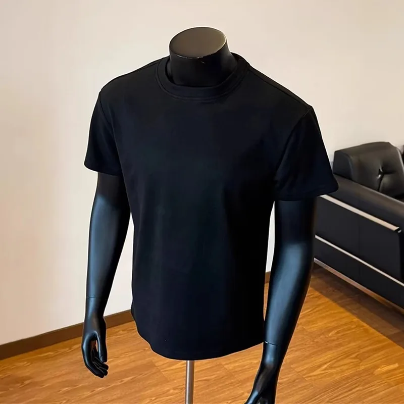 

Bla American Sle Men's ort Sve T-irt Pure Cotton Cleanfit Small Collar Base irt Summer Faion Casual Cotton Tee