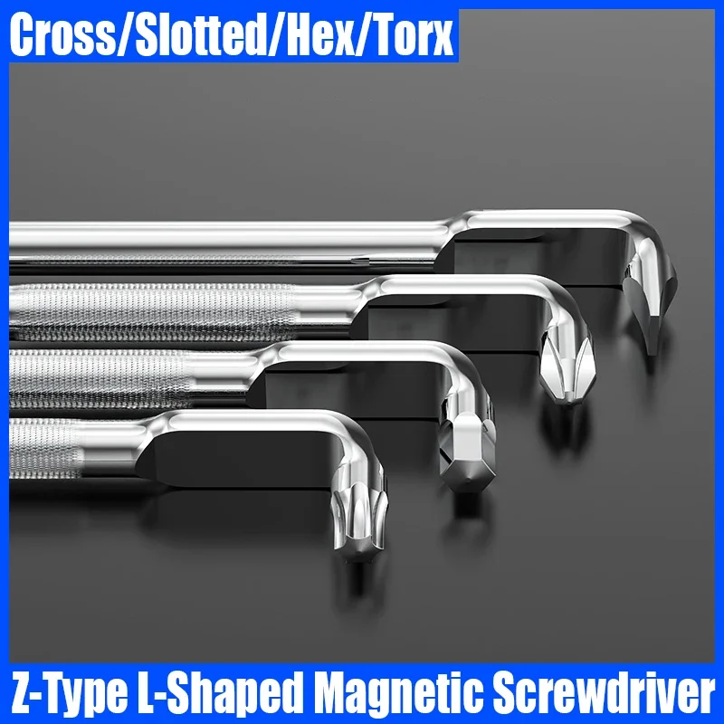

1/2/3/10PCS Z-Type L-Shaped 90-Degree Right-Angle Screwdriver Strong Magnetism Phillips Slotted Hexagon Socket Torx Screwdriver