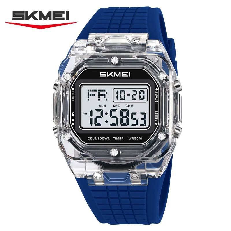 SKMEI 2683 Nuevo Reloj Digital para Hombre, Resistente al Agua, con Calendario, Luz Nocturna, Temporizador, Deportivo, Caja Transparente, Reloj Digital, Reloj Hombre