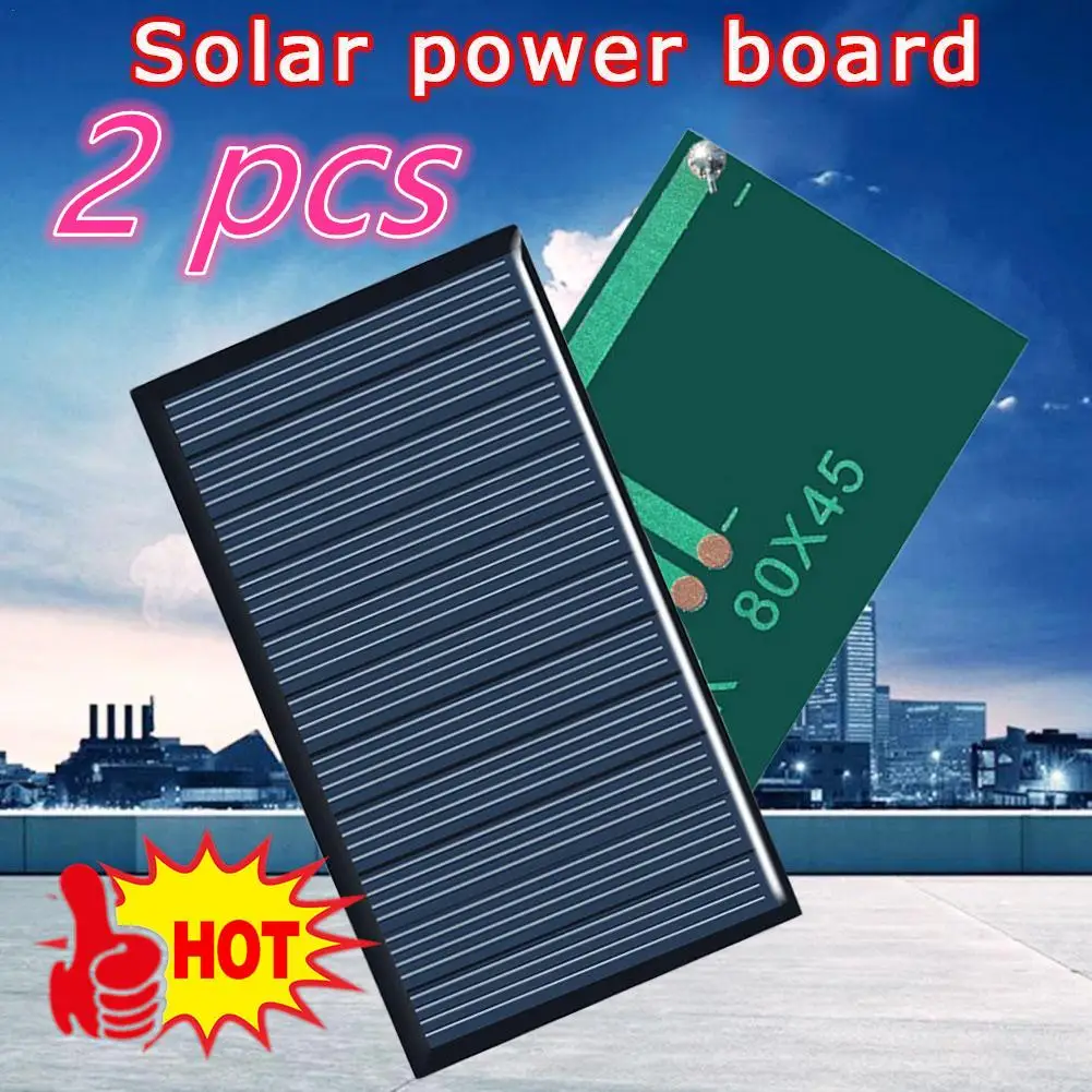 2 Pcs 5V Solar Epoxy Panel Polysilicon Board With Wire Mini Solar System Module For Battery Power Charger DIY Solar Syatem Kits