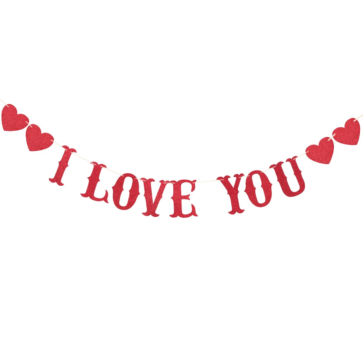 

2M Heart Letter Bunting Garland I Love You Banner for Wedding Valentine Decoration Indoor Outdoor Backdrop Display