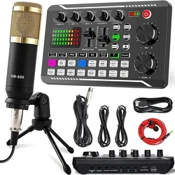 F998 DJ Equipment Microphone Sound Card Console Studio Sound Card Kit Cable Phone Mixing Computer Live Voice Mixer Soundcard
