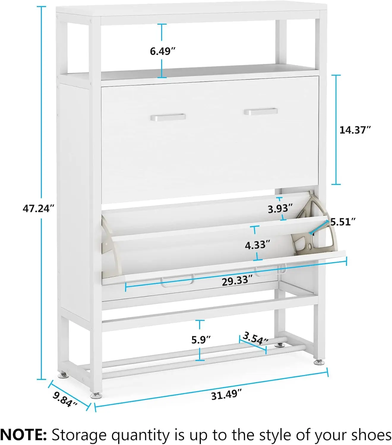 Armário de sapato armário de armazenamento de sapatos com portas para entrada 16-18 pares organizador de rack de sapato moderno com gavetas, 4 camadas