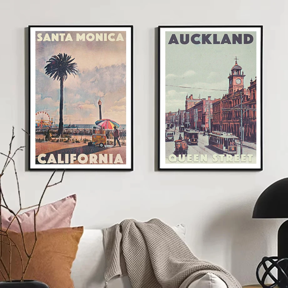 خمر مدينة السفر سان فرانسيسكو أوكلاند طبيعة المشهد المشارك حائط لوح رسم الفن صور ديكور المنزل النوم غرفة نوم #2