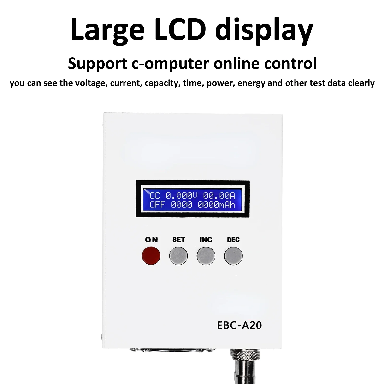 EBC-A20 Lithium & Lead-Acid Battery Tester 30V 20A 85W with 5A Recharge & 20A Discharge Capabilities Supports Software Control