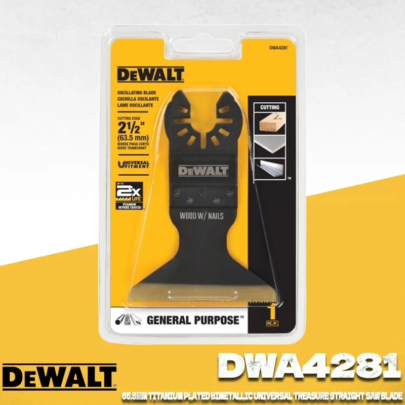 DEWALT Original DWA4281 65.8mm Bi-Metal Oscillating Blade 20 TPI for Wood with Nails & Metal Cutting, Universal Fitment