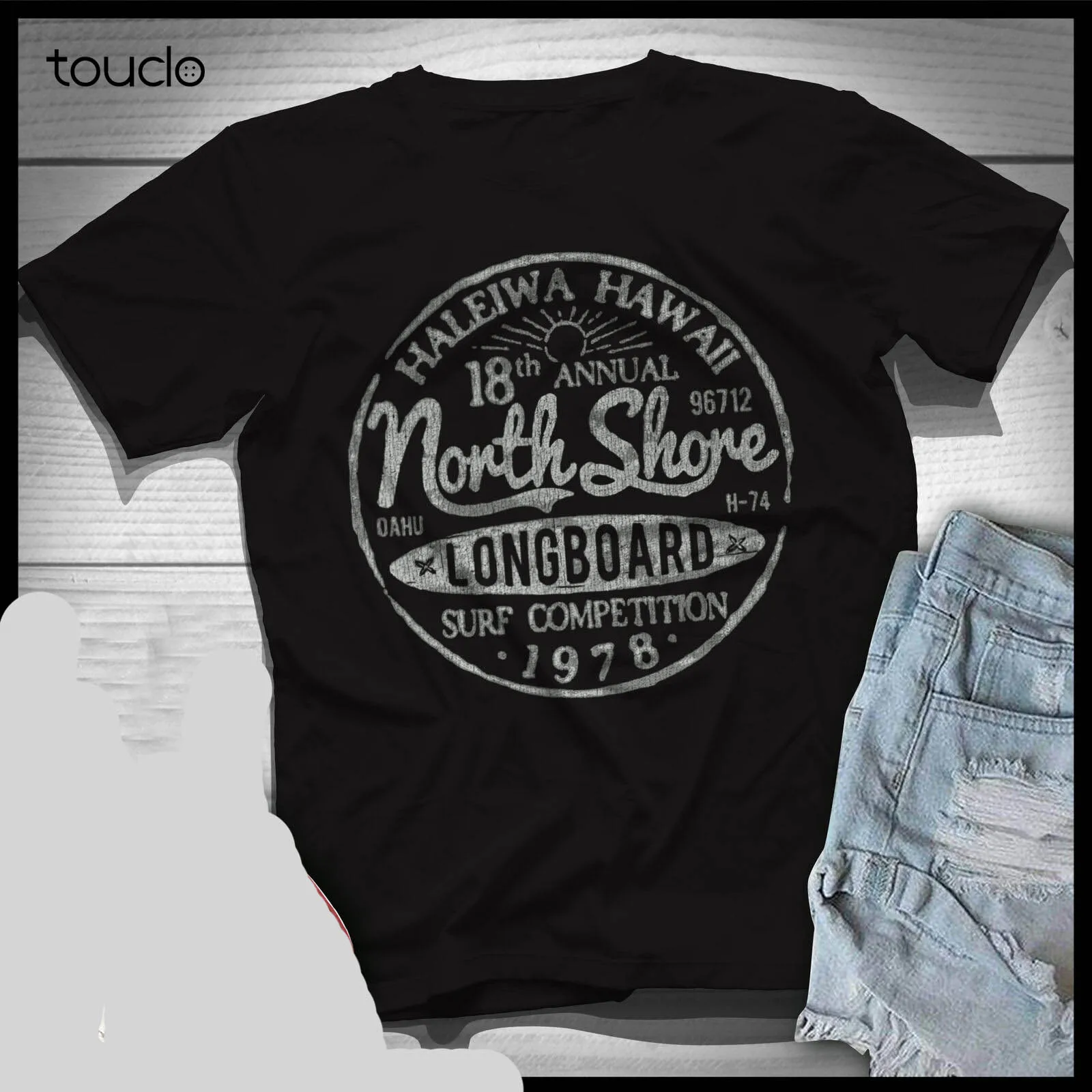 New North Shore Long Board Surf Vintage Hawaii Beach Men T Shirt Unisex S-5Xl Xs-5Xl Custom Gift Short Sleeve Funny Tee Shirts