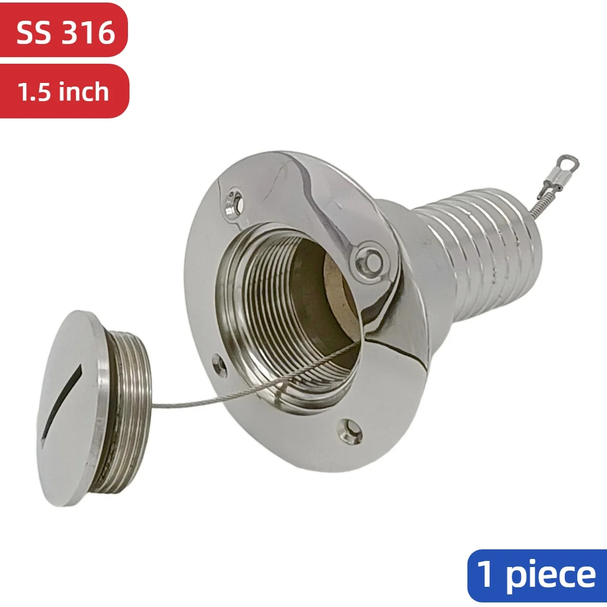 Marine Grade 316 Stainless Steel Boat Deck Filler Fuel Water Waste Fill Cap with Chain Mirror Polished Yacht Marine Hardware