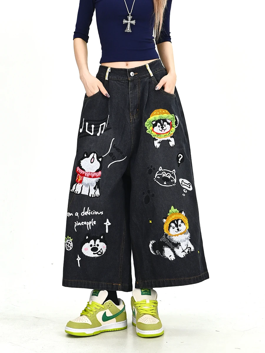 

Vintage Wide Leg Jeans Women's Nine-Piece Trouser Loose BF Sle Summer New Casual Denim Pants Comfortable l Waist