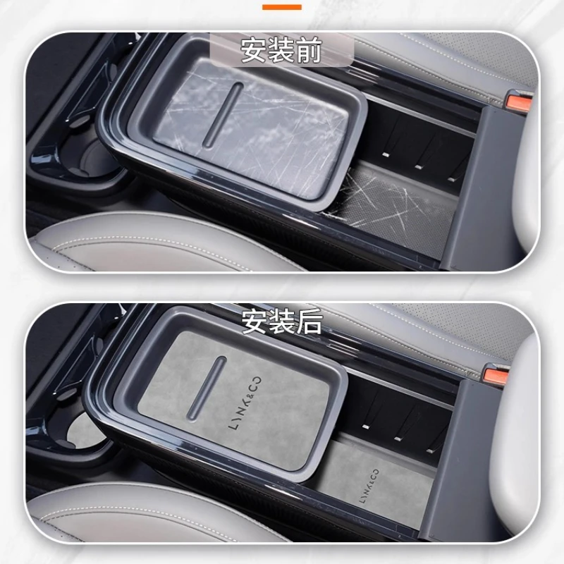 Anti-Slip Gate Slot Cup Mat For LYNK & CO Z20 Door Groove Non-Slip Pad Suede Leather Coaster Car Interior Modified Accessory