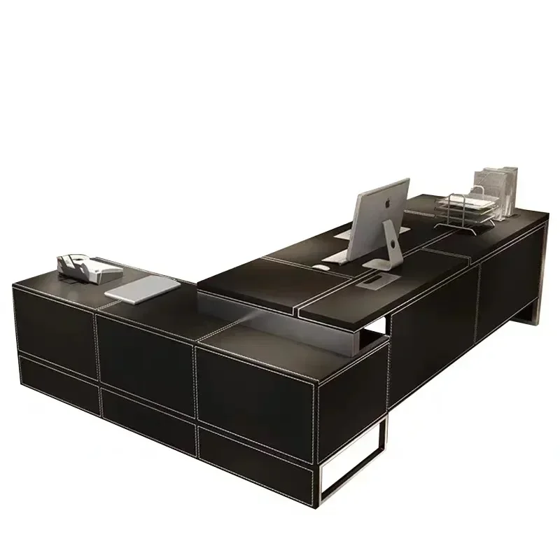 Modern Office Furniture Single Manager Office Desk And Chair Combination Large Desk﻿ Luxury Boss Table President Table Simple