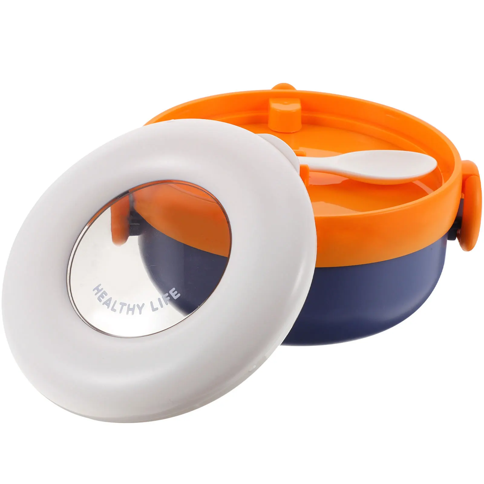 

1 Set Stainless Steel Baby Food Bowl Portable Soup Cereal Container For Toddlers With Spoon Scissor Double Handle Kids Dining