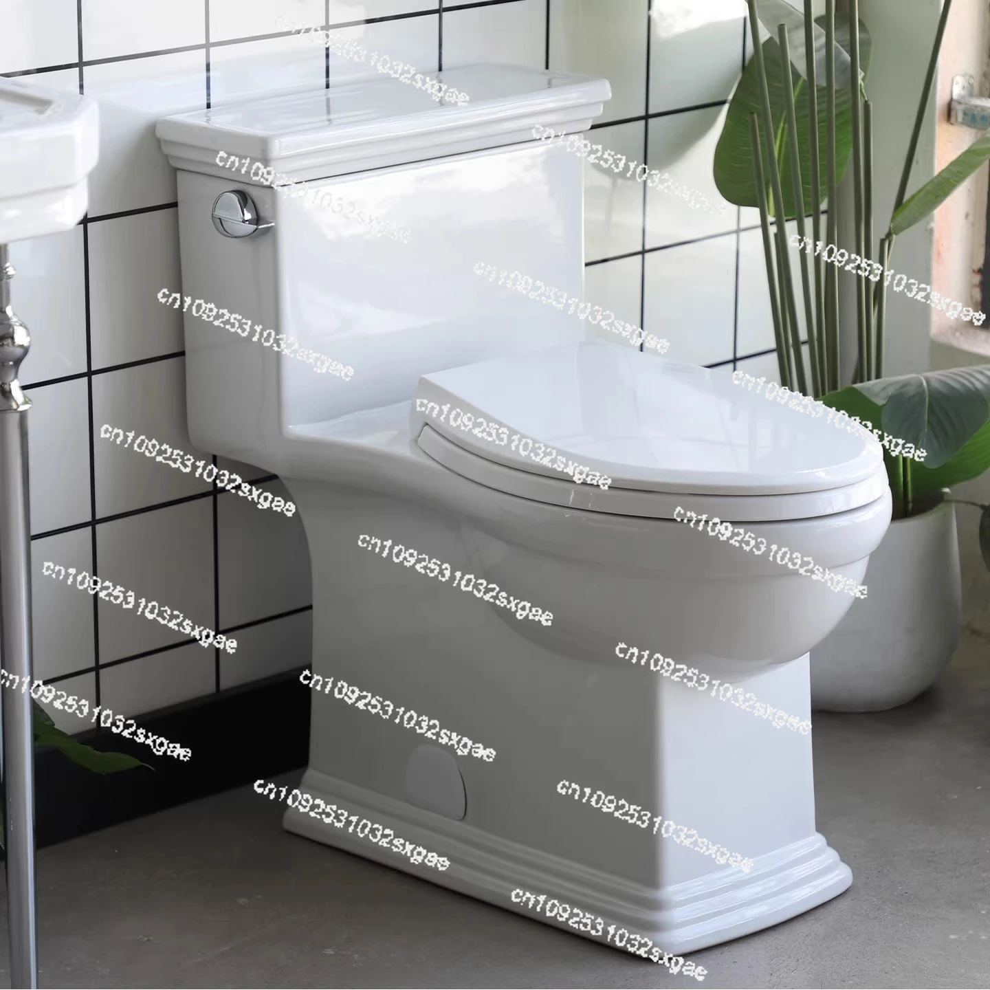 retro household ceramic toilet siphon large-diameter impact deodorant and antifreeze cracking one-piece toilet personality view 3
