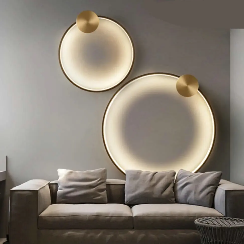 

CX238FI Brass Ring LED Wall Light Home Art Deco Free Collocation Sconce For Parlor Dinning Room Bedside Stairs Nordic Round Lamp