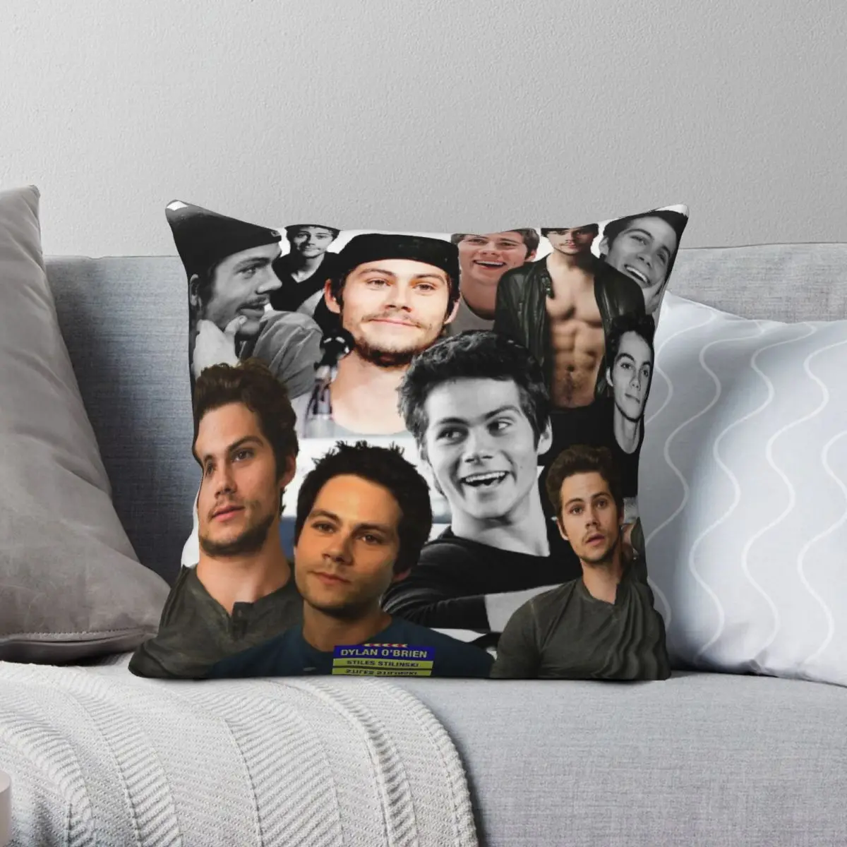 

Dylan O'Brien Collage Square Pillowcase Polyester Linen Velvet Creative Zip Decor Throw Pillow Case Home Cushion Case 18"