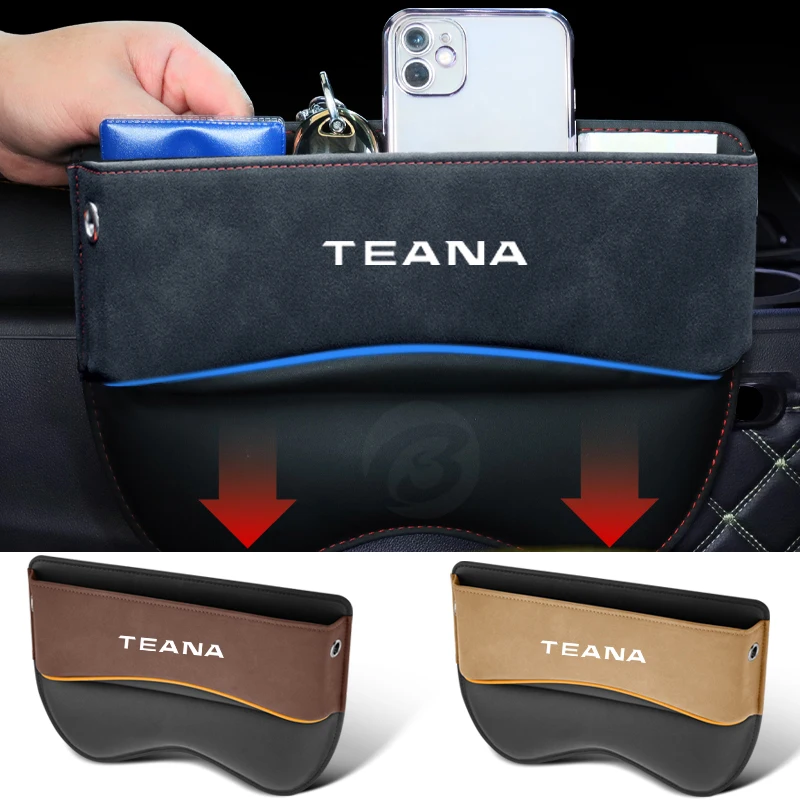 Suede Car Seat Gap Filler Organizer for Nissan Teana j31 j32 j33 Car Front Seat Leather Crevice Storage Box Auto Accessories