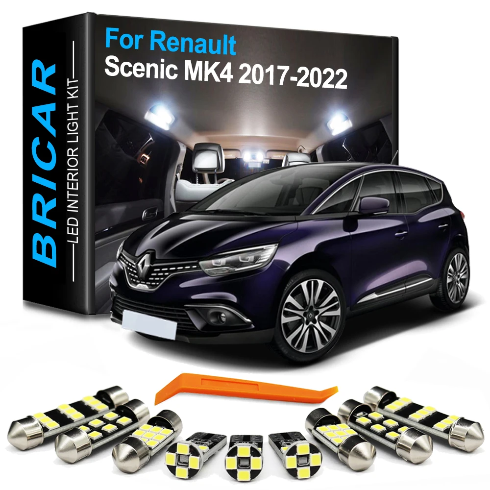 Brlcar 12Pcs Canbus LED Interior Bulb Light Kit For Renault Scenic Grand Scenic 4 IV MK4 2017 2018 2019 2020 2021 2022 Car Lamp