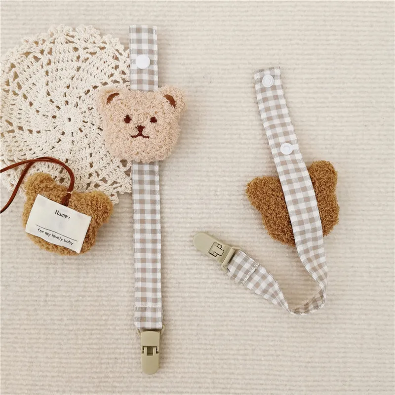 New Fabric Bear Pacifier Anti-lose Chain Cotton Portable Teether Anti-lose Chain Pacifier Rope Baby Holiday Gift