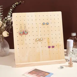 28/66 Pairs Hole Wooden Earrings Display Stand Desktop Ear Stud Dangle Earring Holder Jewelry Storage Rack Counter Showcase Prop